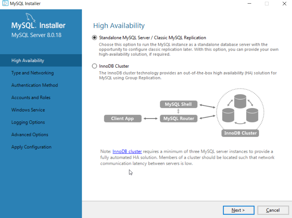 Choisir Standalone MySQL Server